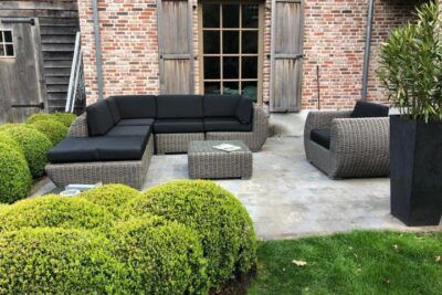 Loungeset Curved Rund Flechten Grau