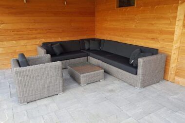 Loungeset Arbrini Kunststoff Flechten Grau