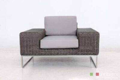 Loungeset Lineo 1x Stuhl Rundflechten Grau