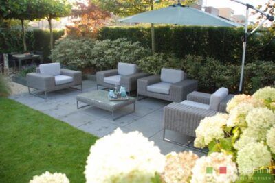 Lounge-Sessel Set Lineo Rundflechten grau